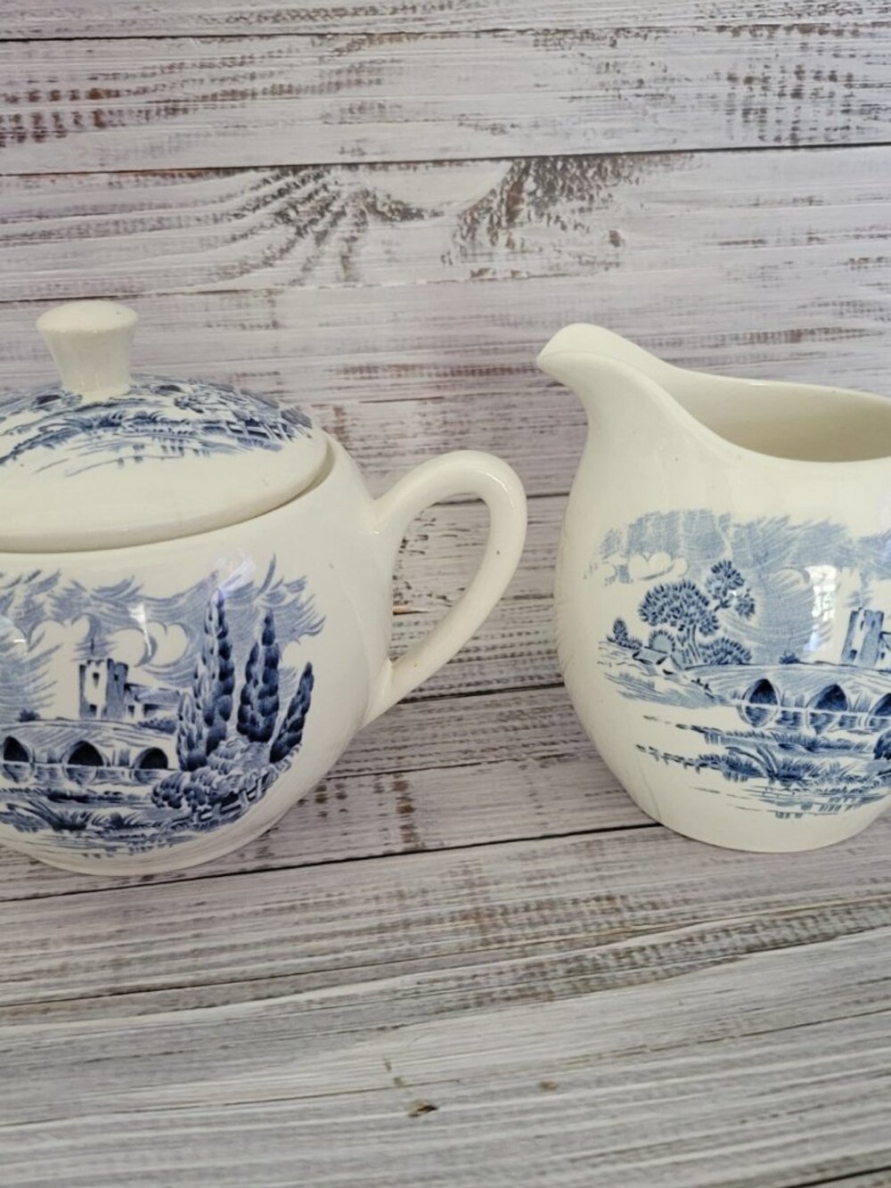 Antique Creamer pitcher and lidded Sugar Bowl Set